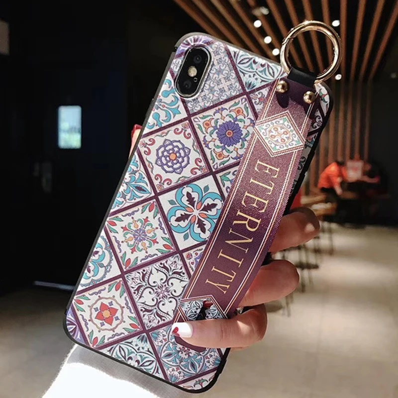 LOVECOM ретро цветочный ремешок чехол для телефона для huawei P20 Lite P30 Lite mate 20 мягкий цветочный корпус держатель телефона задняя крышка - Цвет: a