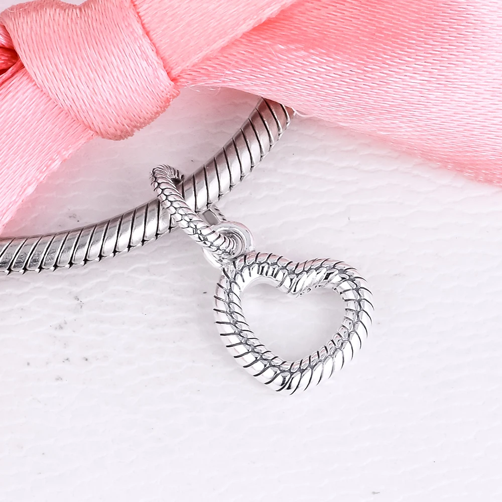 

Snake Chain Pattern Open Heart Pendant for Bracelets Women Charms New Arrival diy 925 Sterling Silver Pendant
