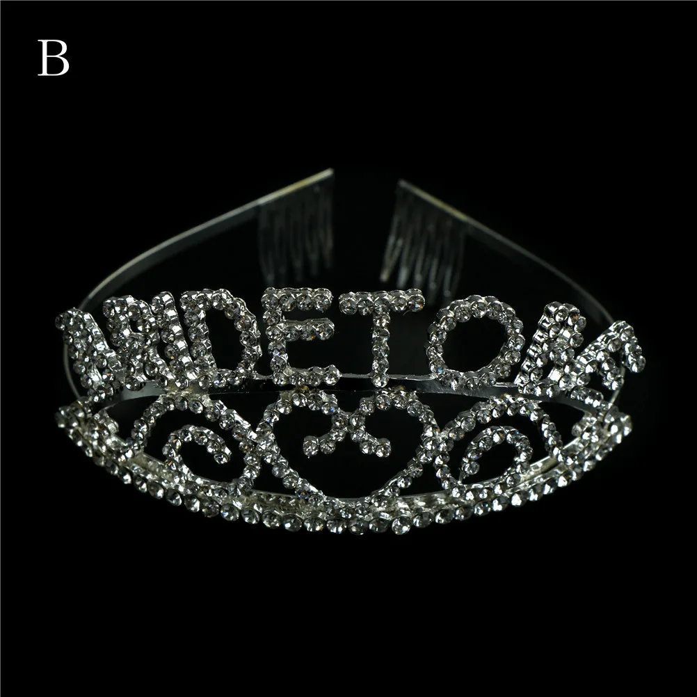 

Glitter Metal Rhinestone Tiara Crown Bride to Be set Bachelorette Party Decoration Gift Wedding Bridal Shower Hen Party Supplies