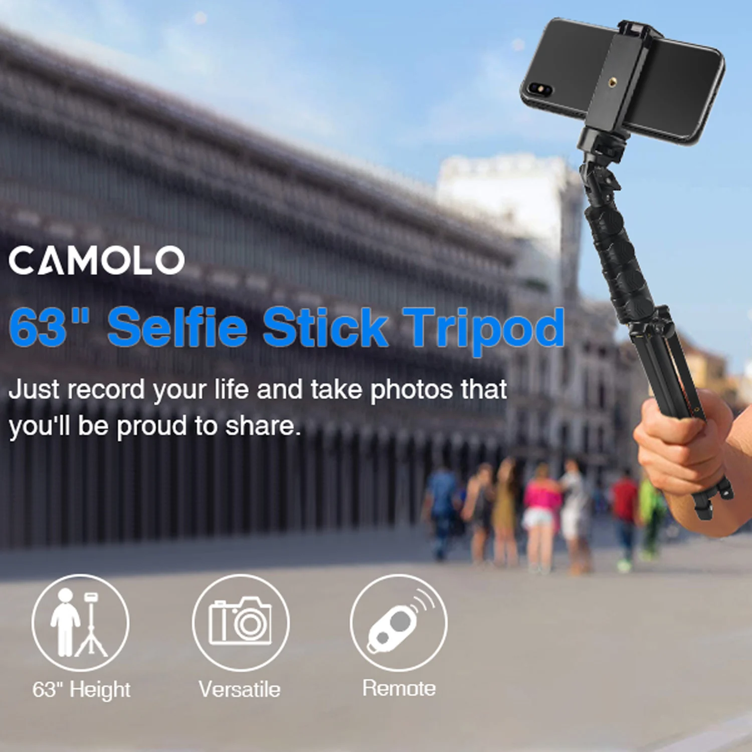 

Foldable Extended Tripod Stand Bluetooth Remote Control Tripod Holder with Cold Shoe Phone Clip for Video Recording Shooting