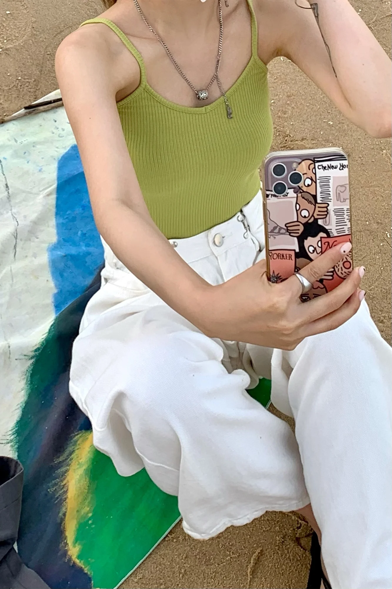 Women's Vest Self-made Six Color V-neck Sling 2021 Korean Version Summer New Pure Fashion Versatile Short Top | Женская одежда