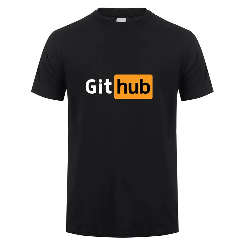 Забавный дизайн футболка Github хлопковая Футболка с круглым вырезом и короткими рукавами Мужская футболка LH-151 - Цвет: Black
