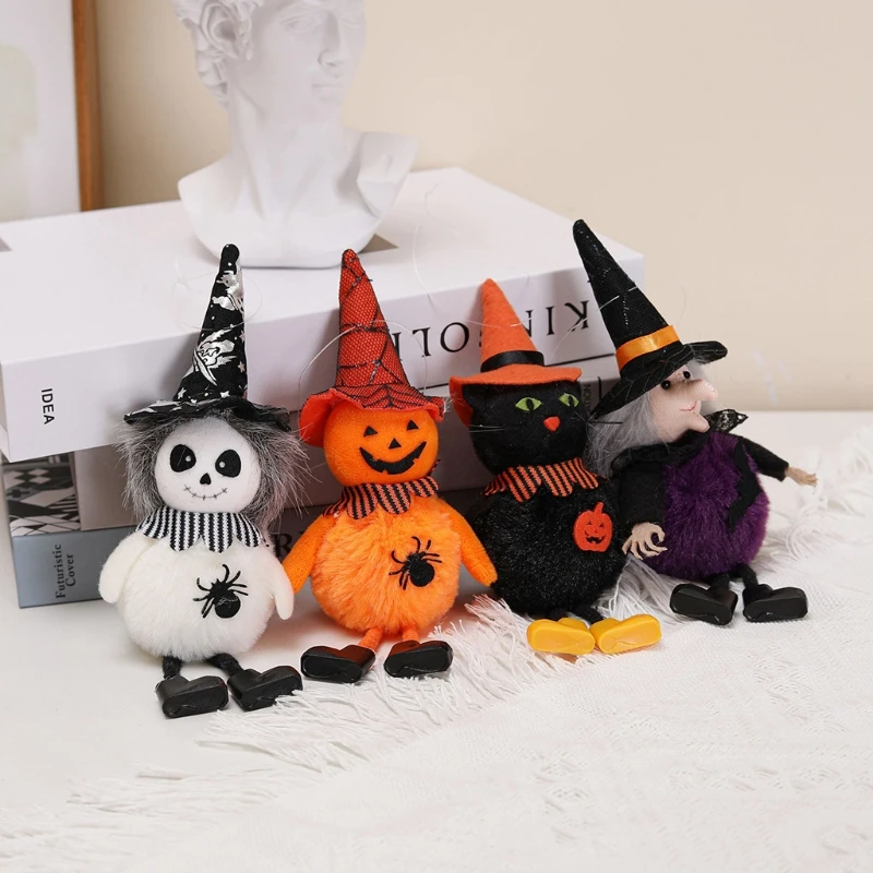 

652A 4pcs Halloween Decoration Hanging Witch Pumpkin Spider Bat Pendant for Haunted House Bar Party Decor