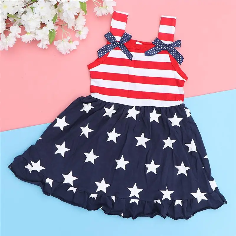 2020 новое летнее платье для маленьких девочек Полосатая юбка с пятиконечной