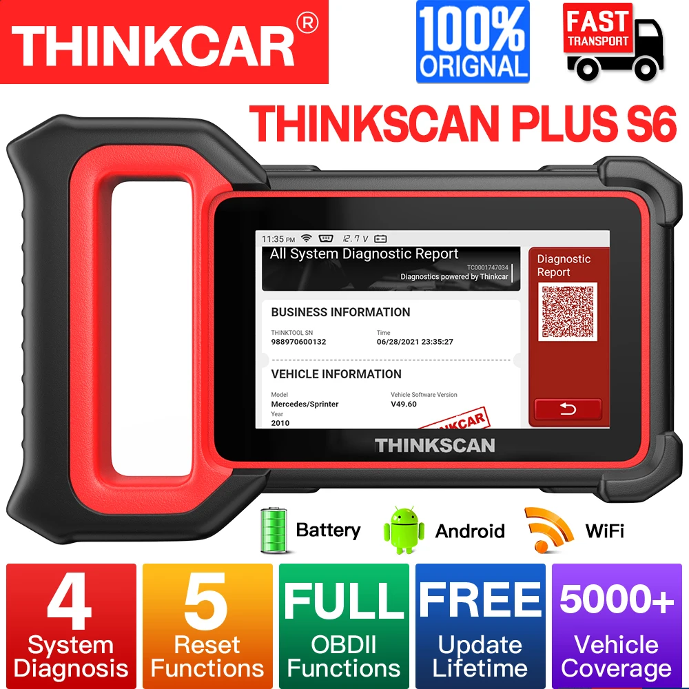 THINKCAR Thinkscan Plus S6 OBD2 автомобильный сканер профессиональная 4 система ABS SAS EPB TPMS ETS Reset