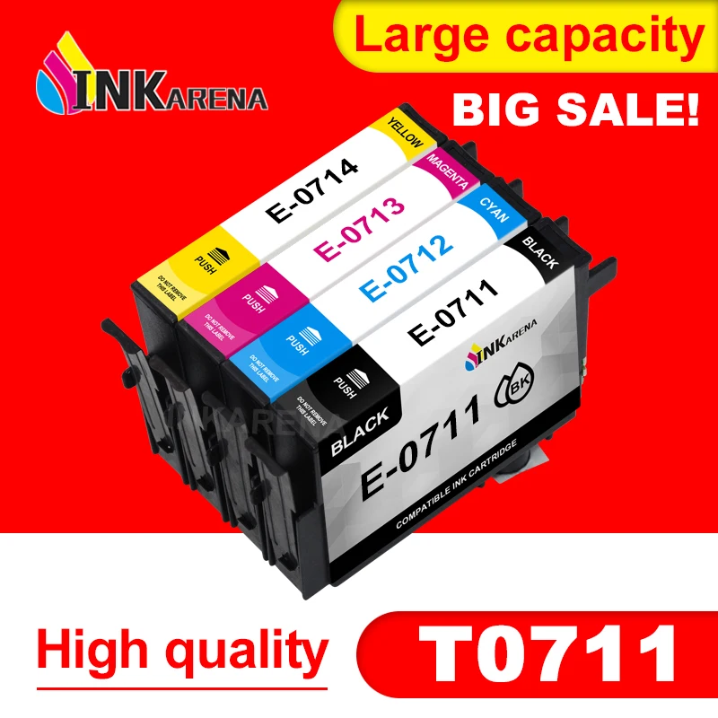 4 шт. T0711 совместимый чернильный картридж для принтера Epson D78 D92 D120 DX4000 DX4050 DX4400 DX4450