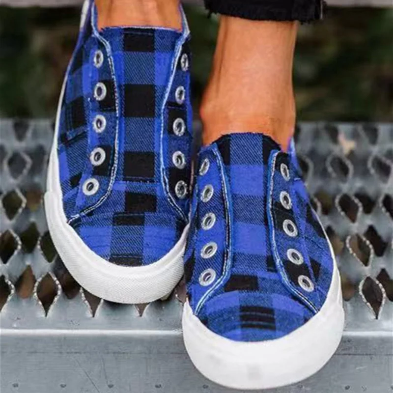 Кеды женские в шотландскую клетку Вулканизированная подошва кроссовки без