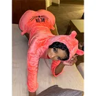 Женская пижама, зимний комплект с толстовкой и шортами с изображением милого кота и мяу, флисовый костюм для сна, пикантный домашний костюм для женщин, теплая Пижама 5XL