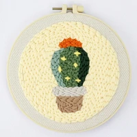 cactus punch needle kits for starter contains threader fabric embroidery hoop yarn all materials and tool needle full set