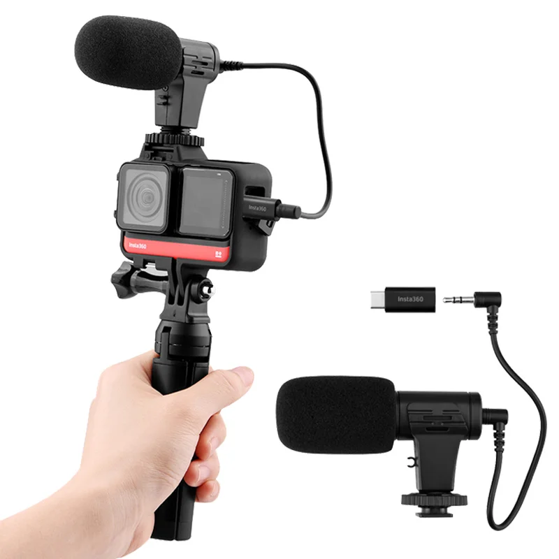Insta360 ONE R Orginal Microphone Adapter Kit With Mic Adapters Converter Head Data Cable For Insta 360 Camera Accessories | Электроника