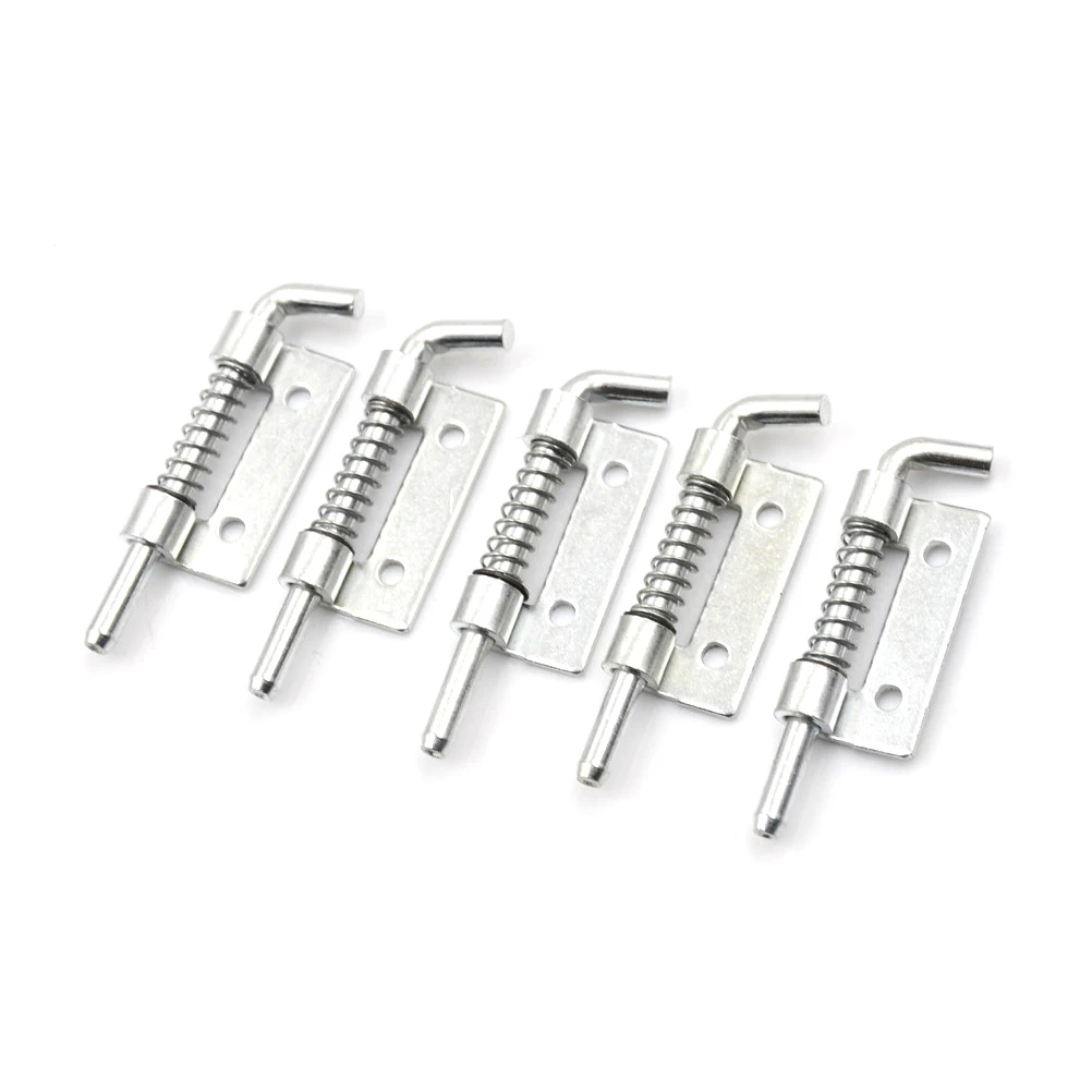 5pcs/lot Silver Spring Loaded Metal Security Barrel Bolt Latch Tone Spring Latches Door Cabinet Hinges Hardware