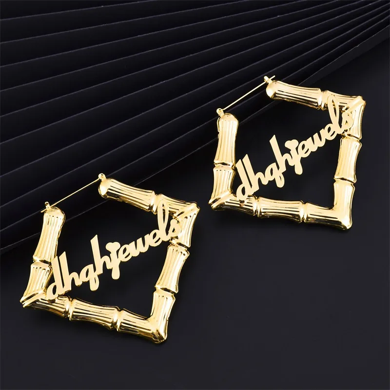 Gosun Popular Hip-Hop Customize Jewelry Square Earrings Punk Large Earring Stainless Steel Earring Anti-Allergy Women Earrings