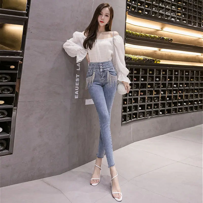 

Women Pencil Pants Stretch Hips Slim Fit Jeans High Waist Denim Jeans women's jeans high waist fashion jeans New 2021