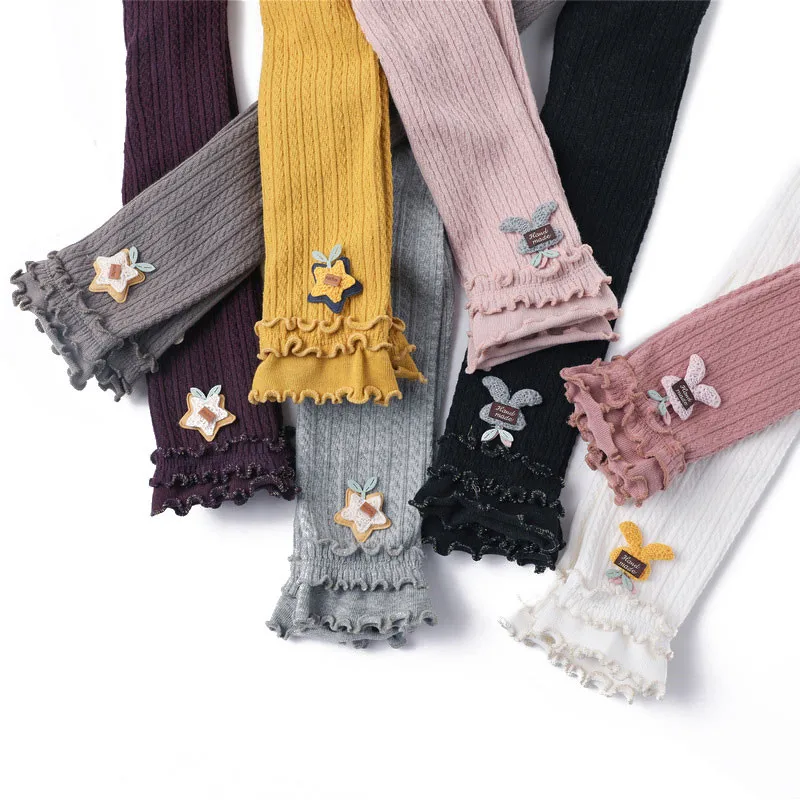 Зимние теплые хлопковые чулки для маленьких девочек вязаные крючком колготки с