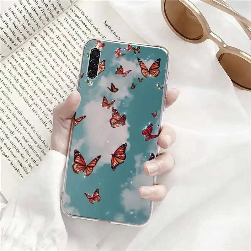 

Nice sky butterflies Phone Case Transparent for Samsung s9 s10 s20 Huawei honor P20 P30 P40 xiaomi note mi 8 9 pro lite plus