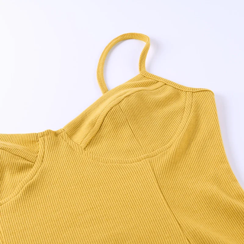 

Ladies Casual Solid Knitted Short Dress Summer Vacation Spaghetti Strap A-line Dresses V-Neck Sleeveless Off Shoulder