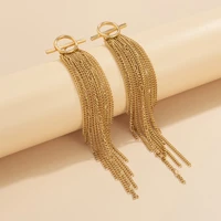 long gold silver tassel earrings for women bohemian charm layer metal tassel drop earrings party hanging gold drop jewelry