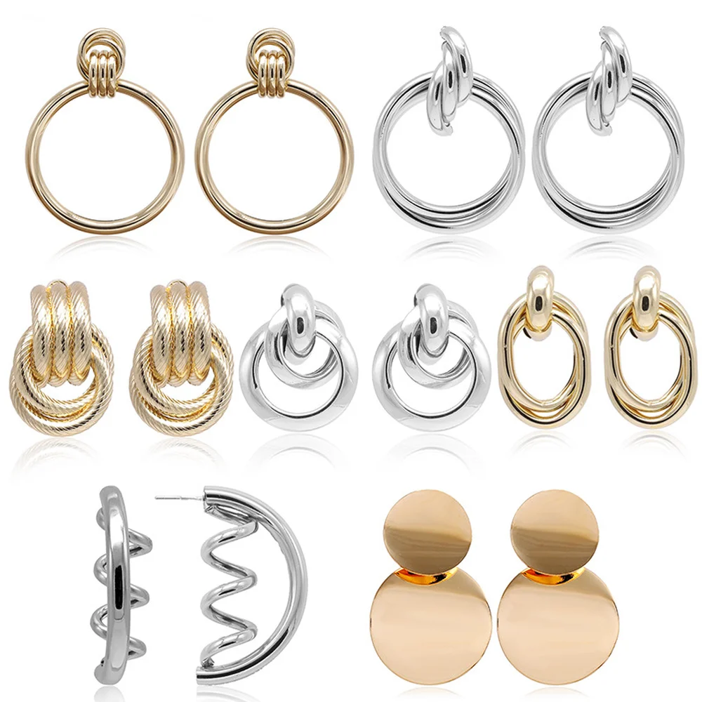 Элегантные серьги в европейском и американском стиле крупные металлические