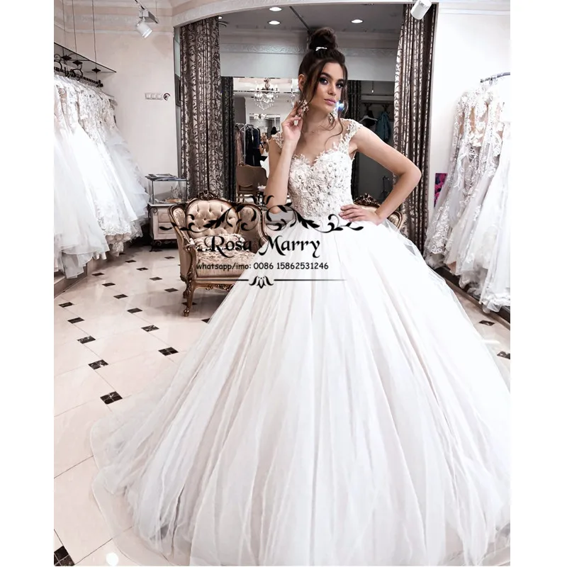 

Arabic Design Ball Gown Lace Wedding Dresses 2020 Vintage Appliques Sequined Beaded Plus Size Vestido De Novia Tulle Bridal Gown