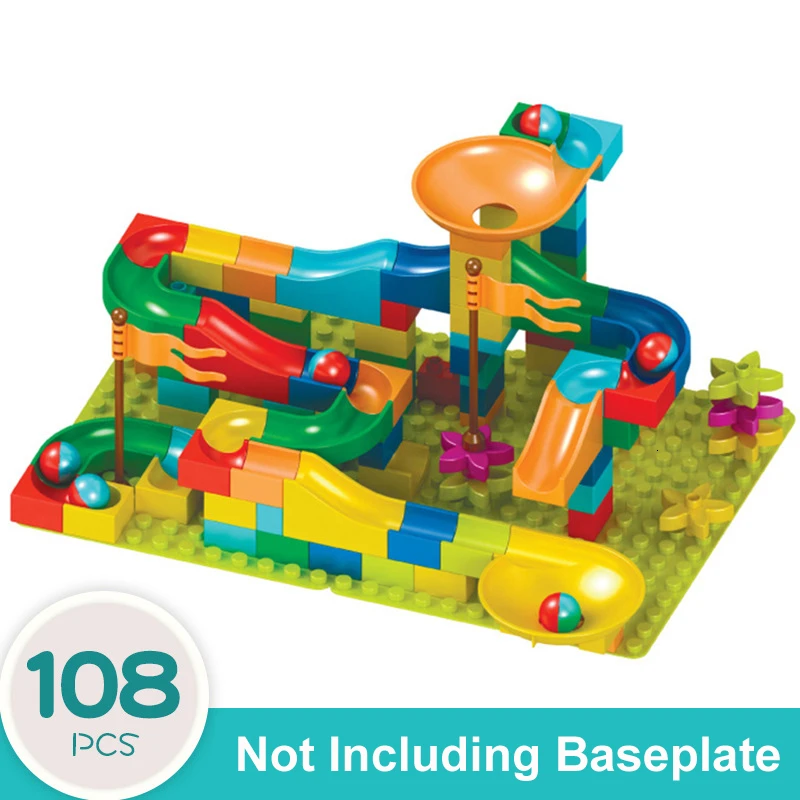 108pcs no baseplate Большой размер мраморный гоночный лабиринт, Шариковая дорожка строительные блоки DIY сборка воронки слайд Кирпичи игрушки для детей Подарки - Цвет: 108pcs no baseplate