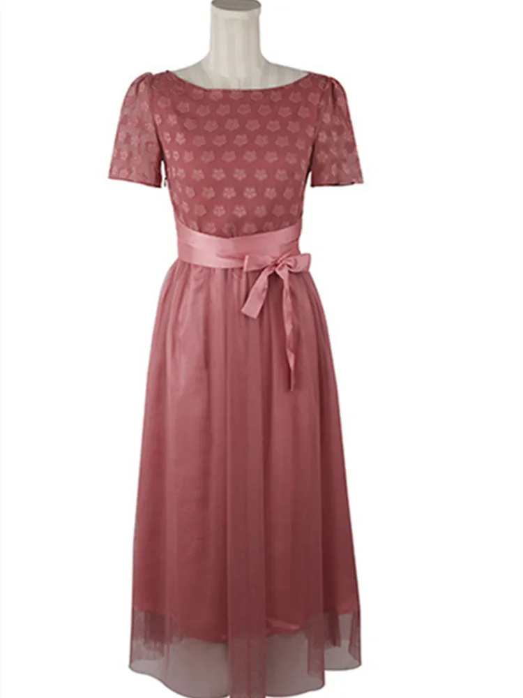 Женское винтажное шифоновое платье миди элегантное облегающее длинное Сетчатое