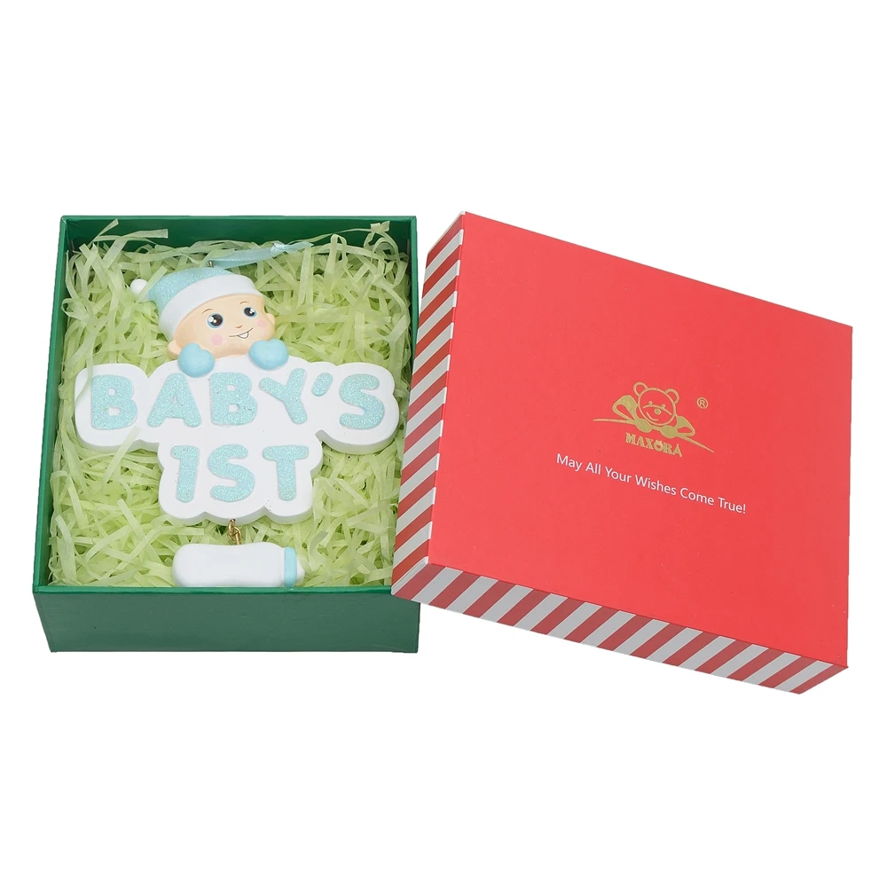 Детские Рождественские Украшения из смолы первый блеск Голубой мальчик розовый