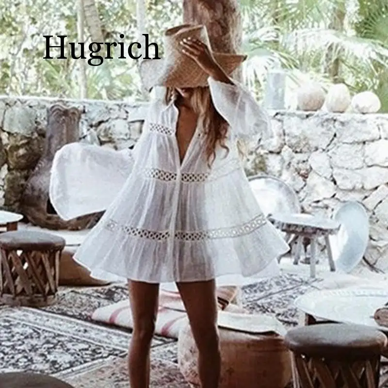 2020 Женская кружевная вязаная крючком однотонная Пляжная накидка сексуальная