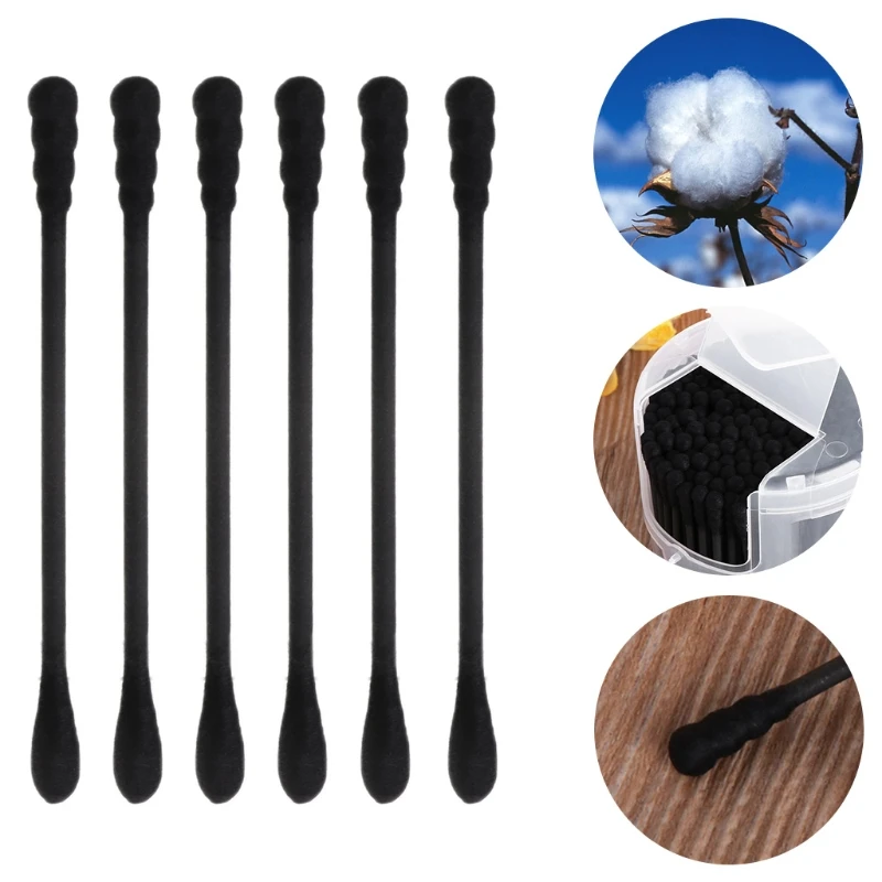 200 шт. активированные черные антибактериальные ватные тампоны наушники с двойной