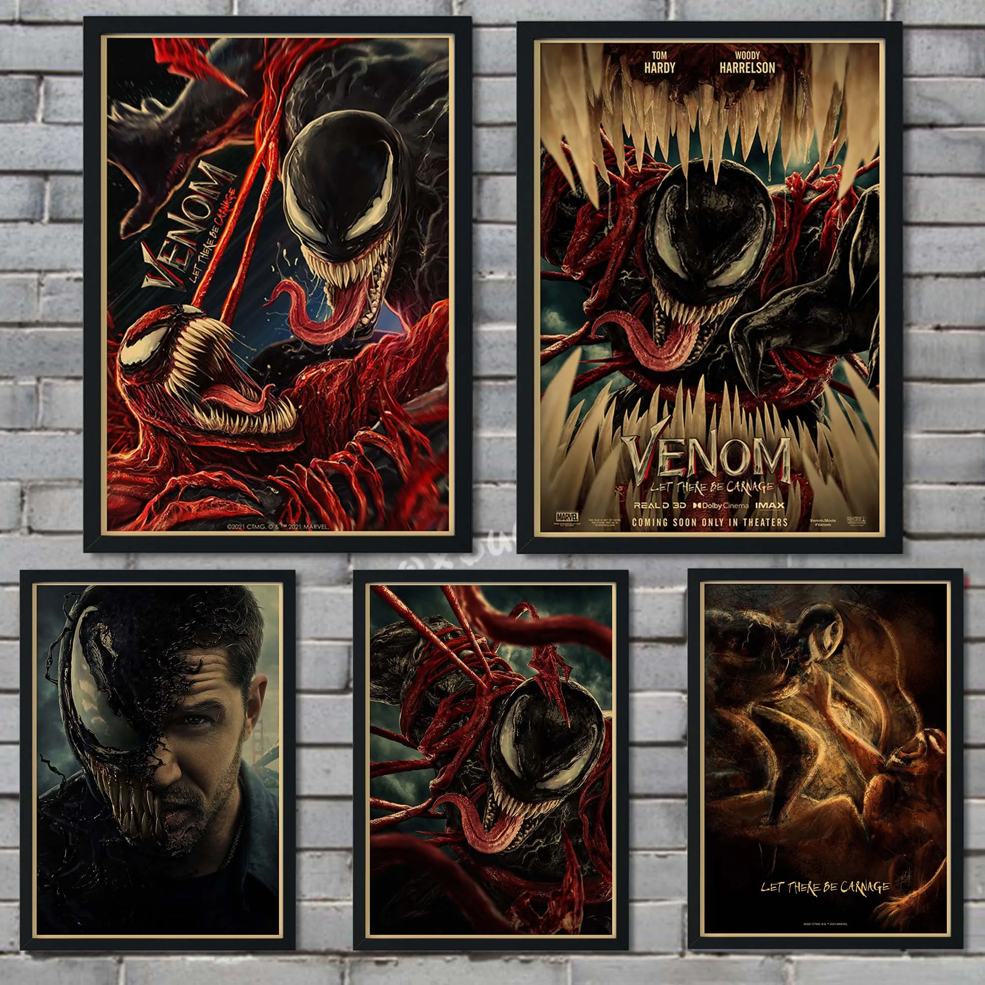 

Marvel Superhero Venom Retro Kraft Paper Poster Venom: Let There Be Carnage Home Wall Bar Art Deco Painting Wall Sticker A101