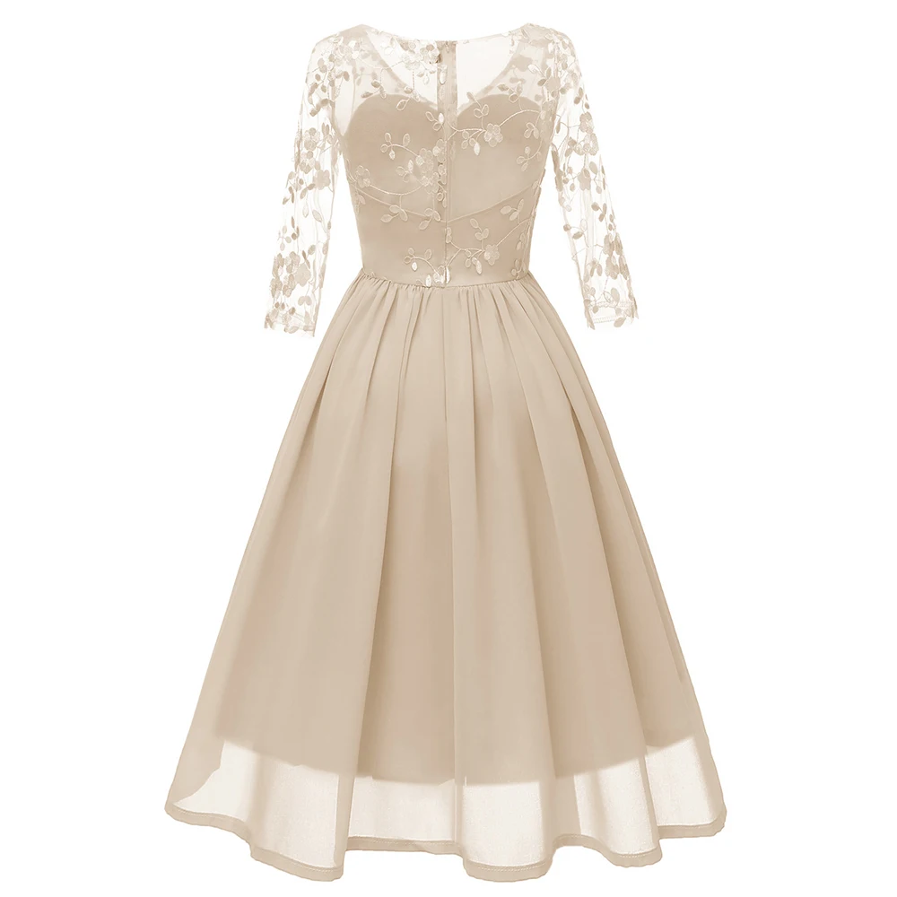 Женское платье с цветочной вышивкой элегантное Сетчатое и шифоновое в стиле