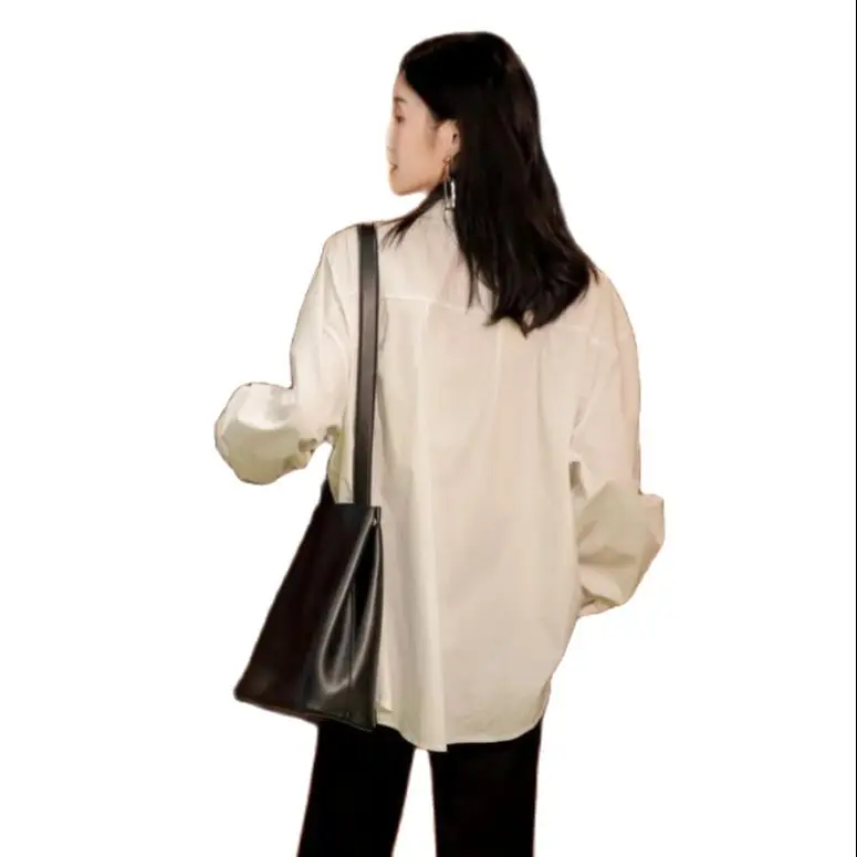 

2021 new women's loose long-sleeved shirt button up shirt woman shirts womens tops white blouse women long sleeve casual blouse