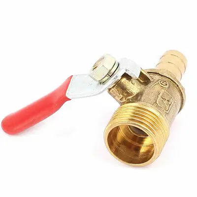 

3/8BSP Male Thread 8mm Inner Dia Water Oil Gas Ball Valve Connector Gold Tone