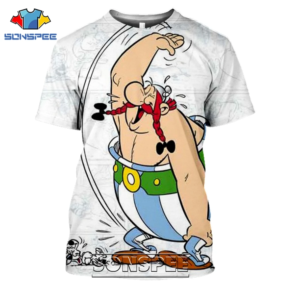 Футболки SONSPEE с 3D принтом Asterix и Obelix для мужчин женщин Повседневная Уличная одежда