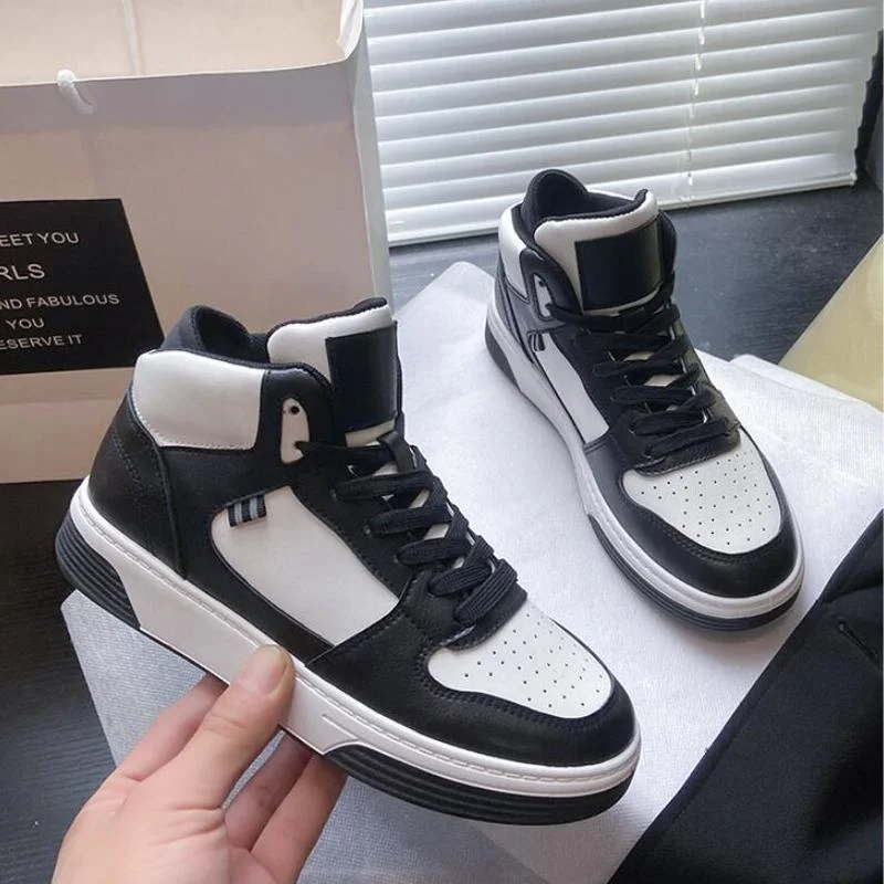 Women Shoes Fashion Sneakers Classics High-Top Shoes Women Lace-up Sapatos De Mujer Casual Loafers Skateboard Vulcanize Shoes