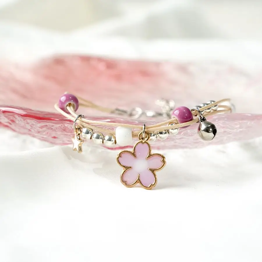 

Flower Ceramic Bead Bracelet Cute Hand-woven Alloy Pendant Gfit Vintage Accessories Wholesale #2636