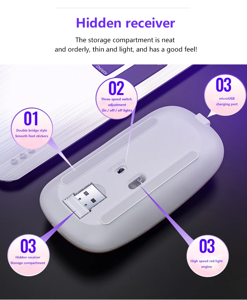 

2.4G Wireless Mouse Bluetooth RGB Mouse Rechargeable Computer Ergonomic LED Mice USB optical Backlit Mouse for laptop PC