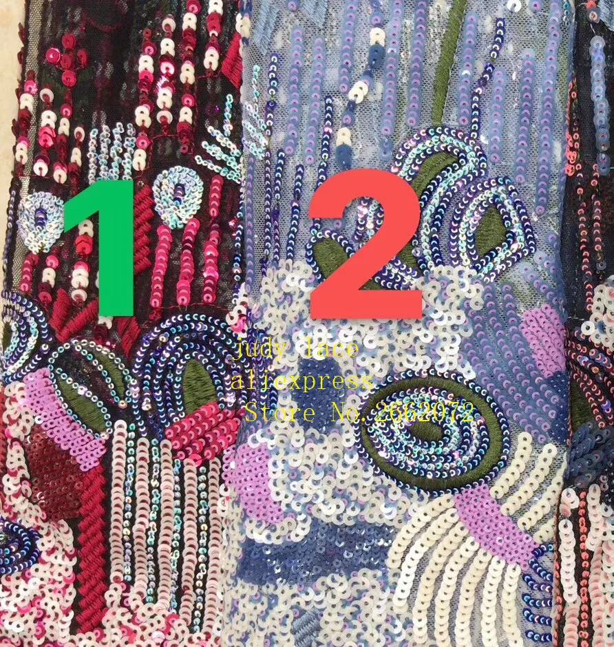 

5yards/bag Mixed color sequins embroidered irregularly patterned european-style fabrics used in dress design BH71#