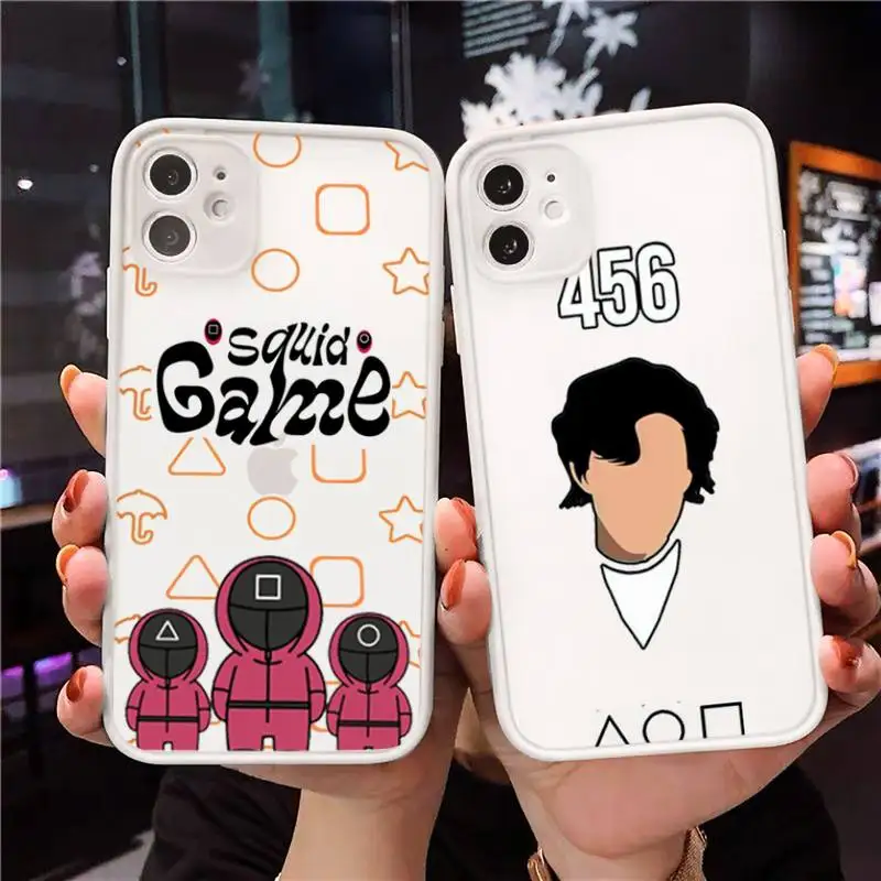 

Squid Game 456 Round Six Phone Case For iPhone 12 11 Mini Pro XR XS Max 7 8 Plus X Matte transparent White Cover