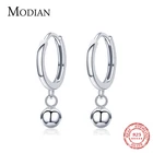 Modian 2021 реальные 925 стерлингового серебра простой бусины круг модные серьги-кольца для женщин девочек-гостей на свадьбе яркие ювелирные изделия, ювелирные изделия Arete