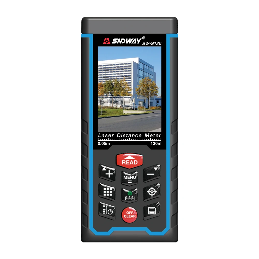 Лазерный дальномер SNDWAY с цветным ЖК-дисплеем, 120 м, 100 м, 80 м, 70 м, 50 м, лазерный дальномер, цифровой измерительный прибор на ленту, угловая линейка, инструмент