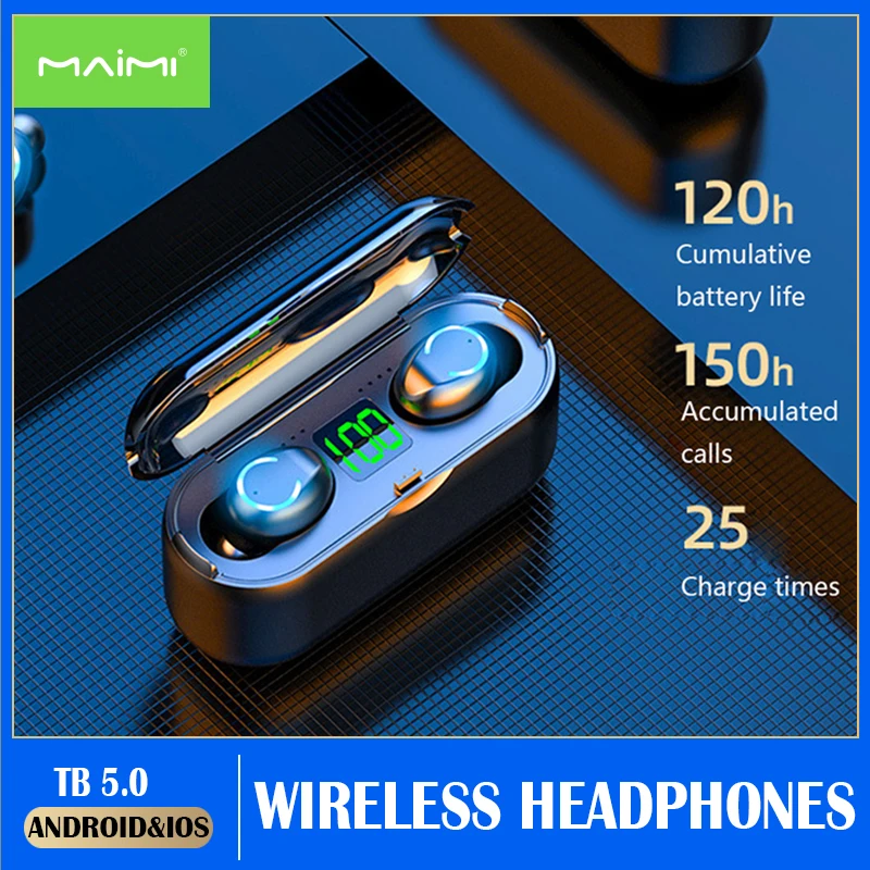 

F9-8 LED Bluetooth Wireless Earphones Touch Control Earbuds Sports Waterproof Earbuds Noise Cancel Headsets With Microphone