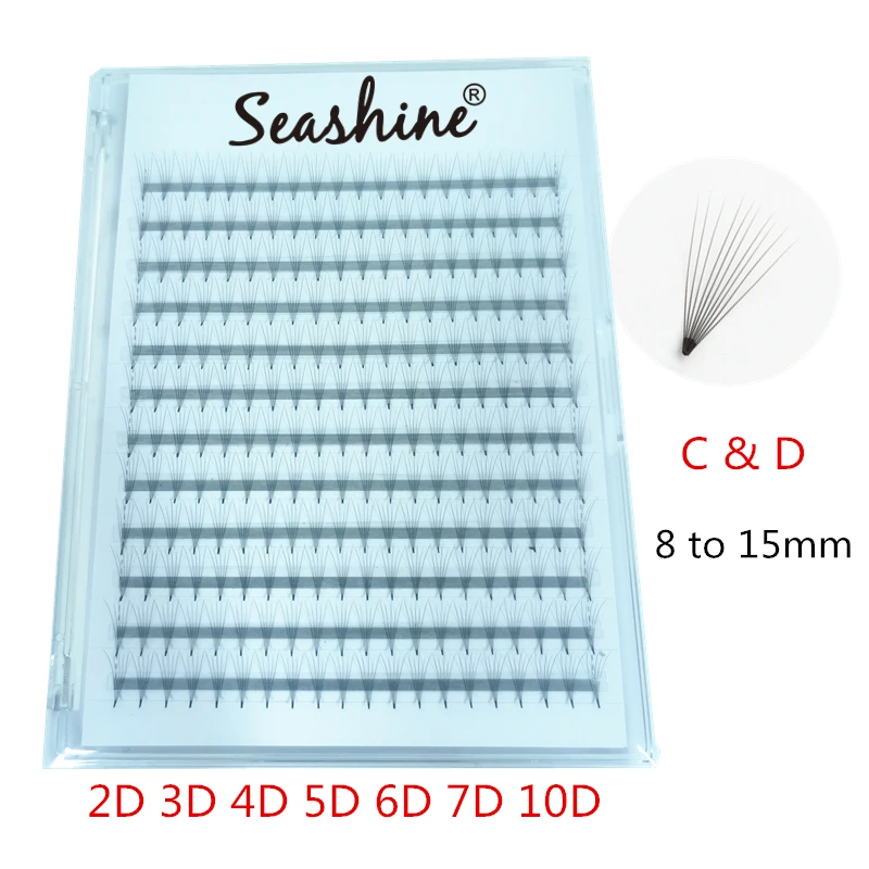 

Seashine 2D 3D 4D 5D 6D 7D 10D Middle tape Short Stem Russian Volume Individual Eyelashes Extension C / D Curl Premade Fans Lash