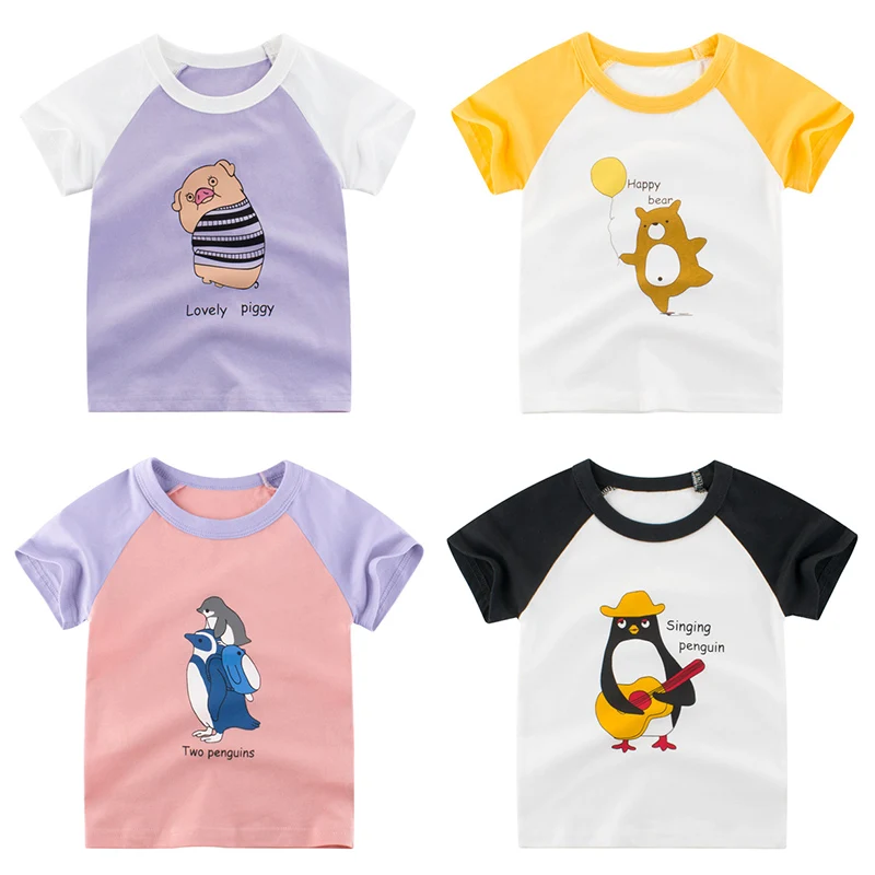 Детская футболка для девочек летние хлопковые топы маленьких мальчиков футболки