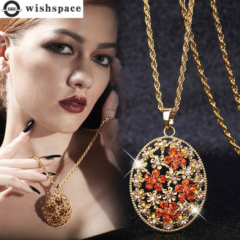 

Wishspace French romantic amorous feelings alloy jewelry auger fashion women sweater chain necklace