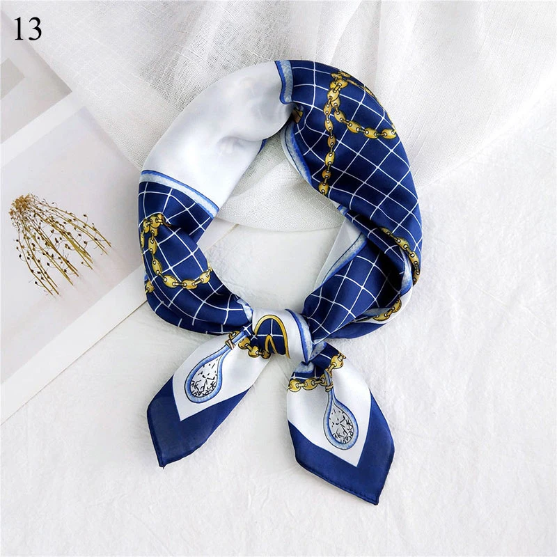 

Fashion Print Neck Scarf Satin Square Scarf Women Office Lady Elegant Foulard Hand Kerchief Head Band Female Small Bandana Shawl
