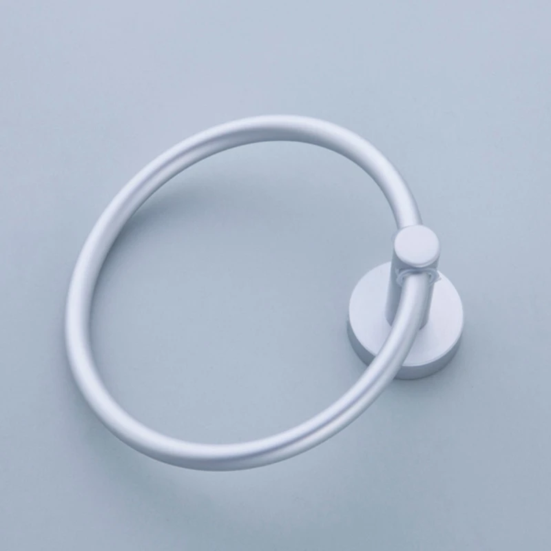 

SHGO HOT-Space Aluminum Towel Ring Wall-Mounted Bathroom Towel Rack Circular Towel Rack
