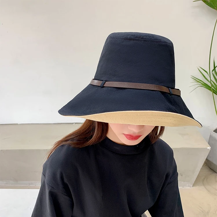 Шляпка из рафии женская с Круглым Верхом хлопковая Панама от солнца широкими