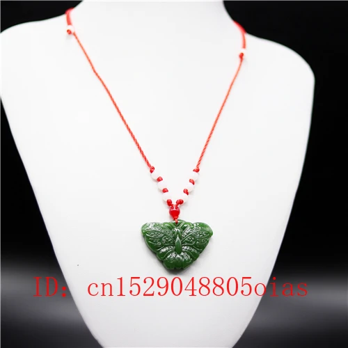 Ожерелье с подвеской бабочкой из натурального зеленого китайского нефрита