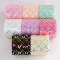 6cm8cm 10yards illusory tulle mesh roll glitter sequin gauze fabric ribbon diy handmade bowknots tutu skirt material supplies