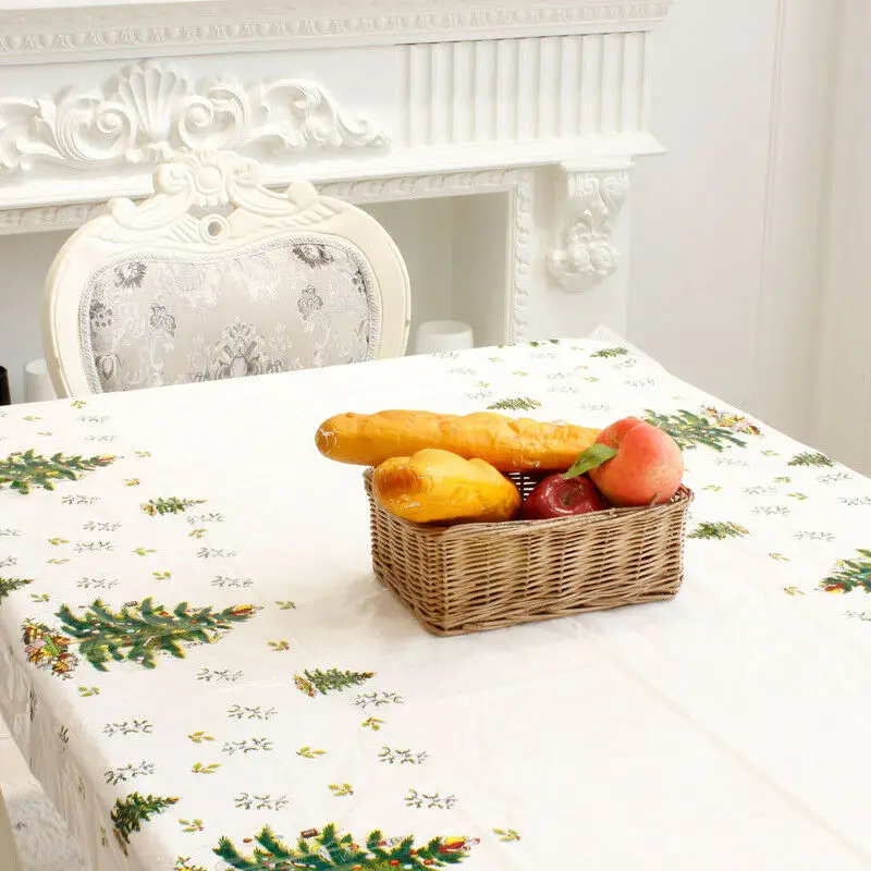 Рождественская елка тематическая легко протираемая скатерть с принтом